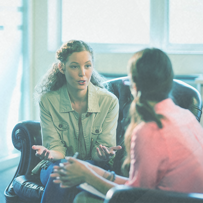 Two women talking