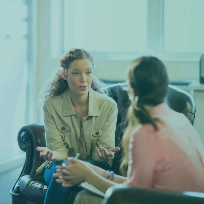 Two women talking